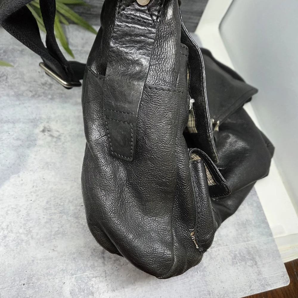 Fossil Defender Black Laptop Bag Satchel Crossbody Adjustable Shoulder Strap